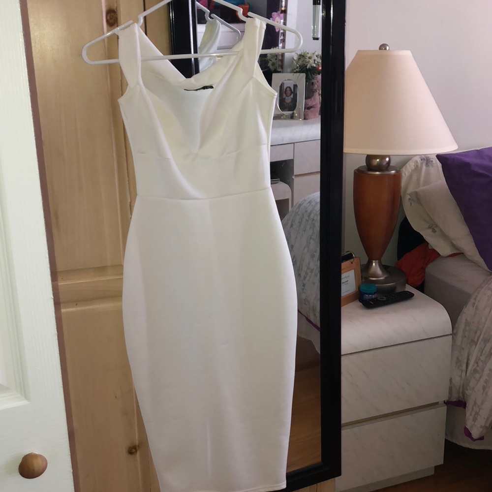 White Off Shoulder Dress - Picture 2 of 3